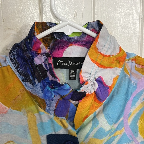 Claire Desjardins Painters Pallette Shirt Tunic Top Womens Sz S Sleeveless Artsy - Picture 3 of 6